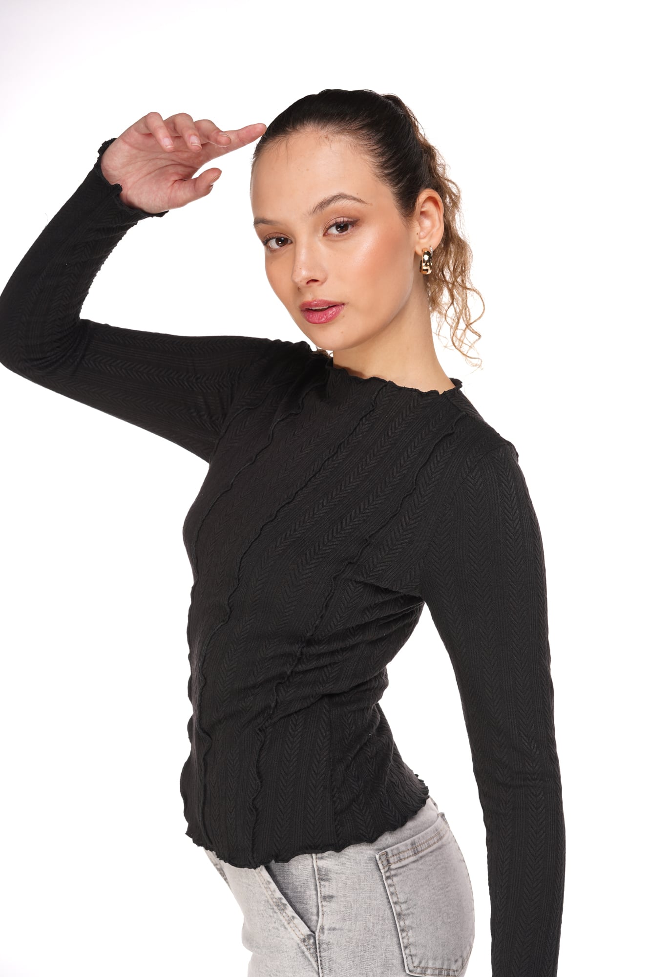 POLERA MILI REGULAR CORTES C/ RULET Y CUELLO ALTO | EFESIS - 3