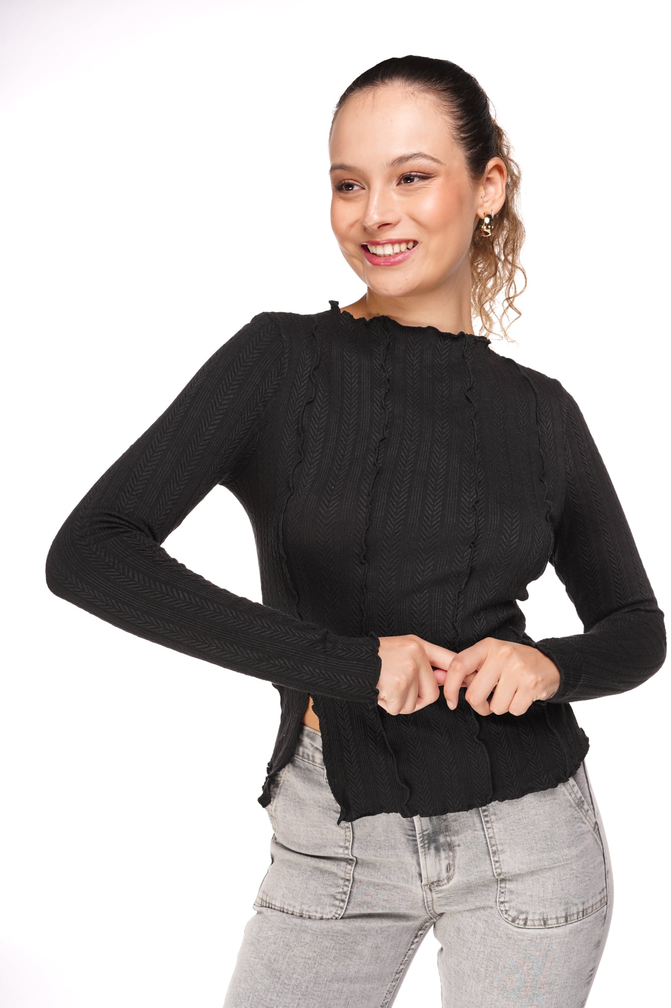 POLERA MILI REGULAR CORTES C/ RULET Y CUELLO ALTO | EFESIS - 4