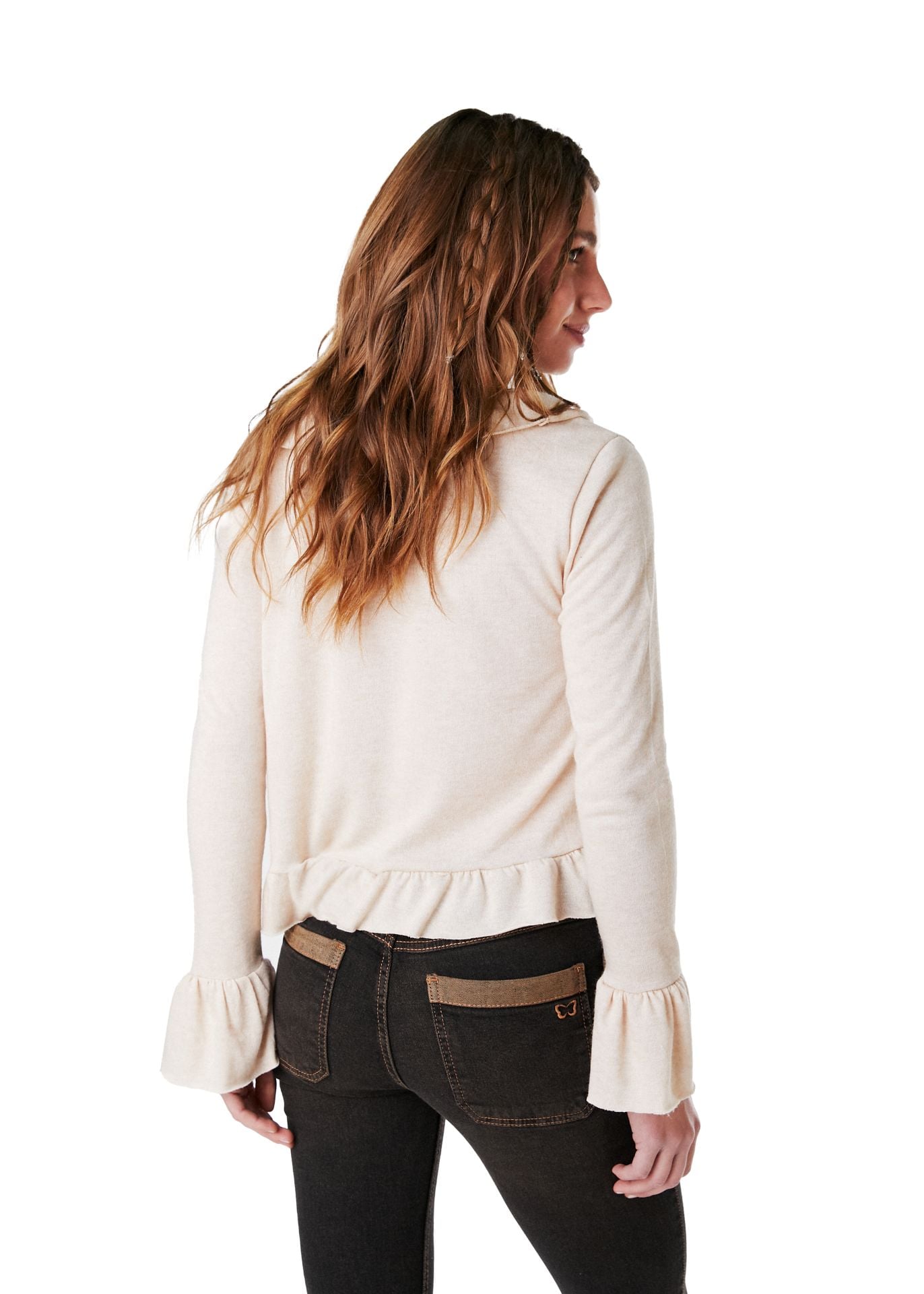 POLERA HANNA REGULAR TIPO BOLERO C/ VUELOS BEIGE EFESIS - 4