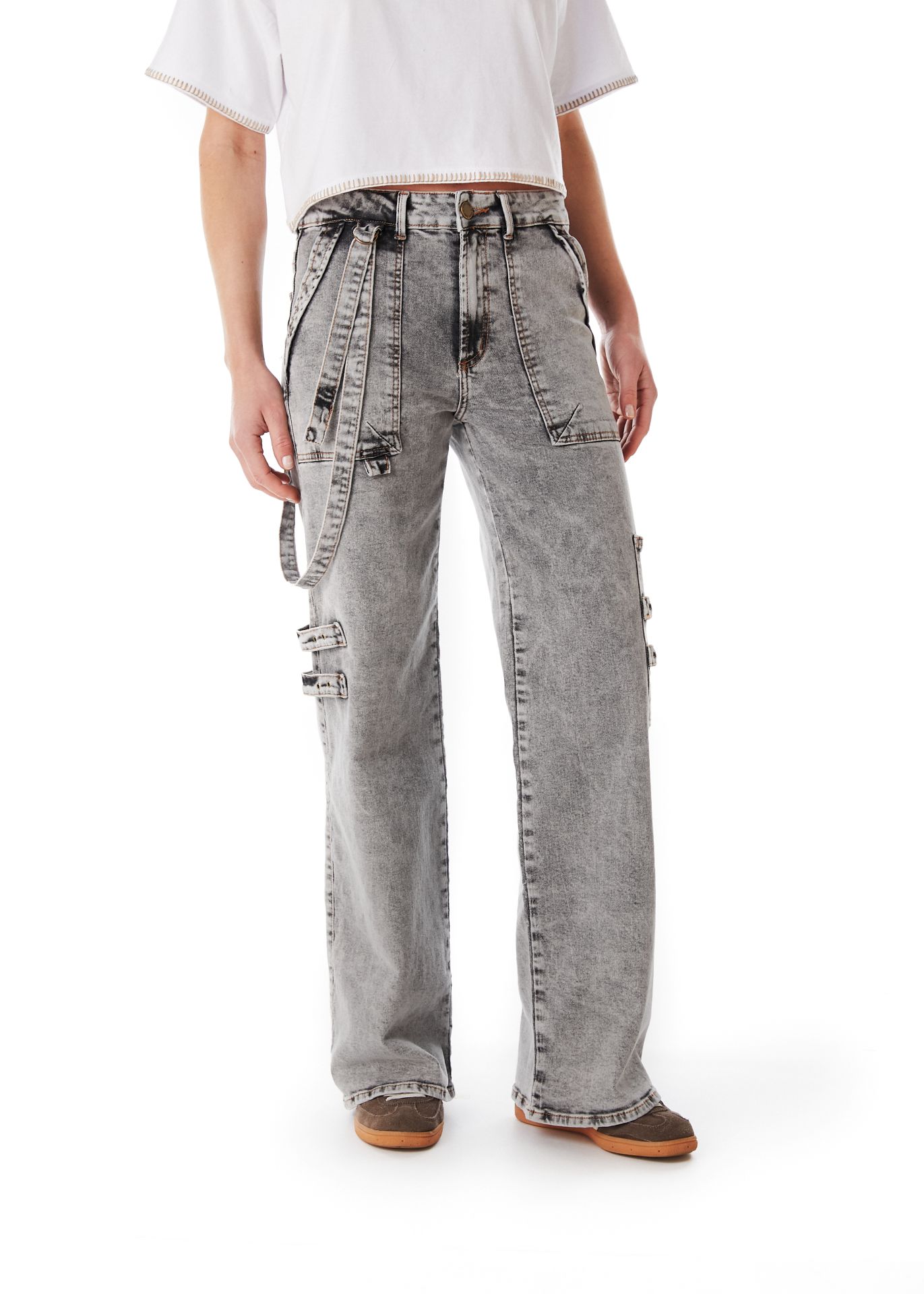 JEANS ZAHIR WIDE TRABAS BOLSILLO PARCHE GRIS EFESIS - 2