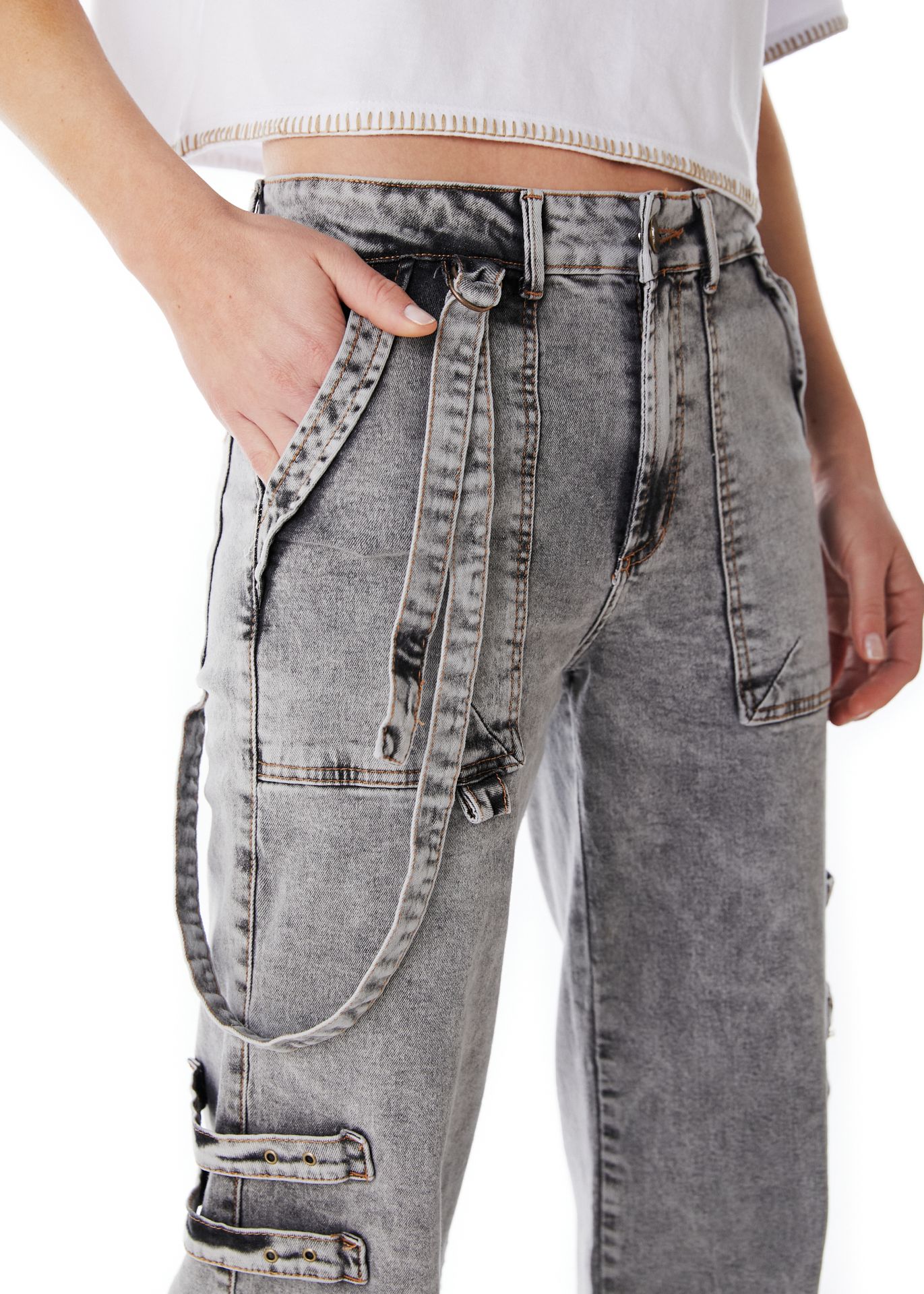 JEANS ZAHIR WIDE TRABAS BOLSILLO PARCHE GRIS EFESIS - 6