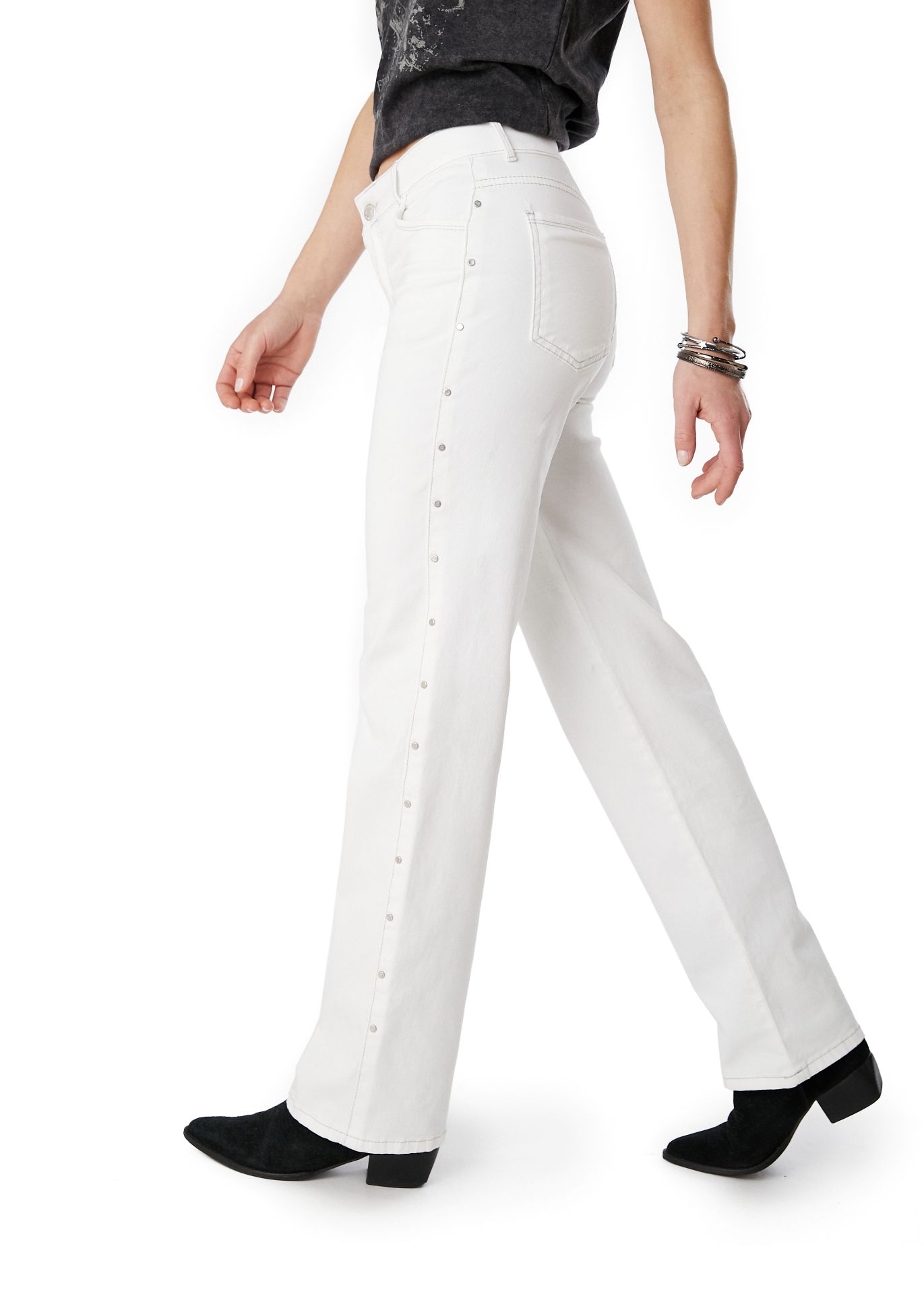 PANTALON RUBRUN RECTO TACHAS EN COSTADOS BLANCO EFESIS - 3