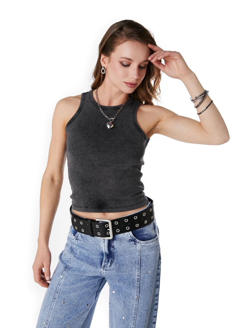 POLERA LAM TANK FIT GRAVILLADA GRAFITO EFESIS - 2