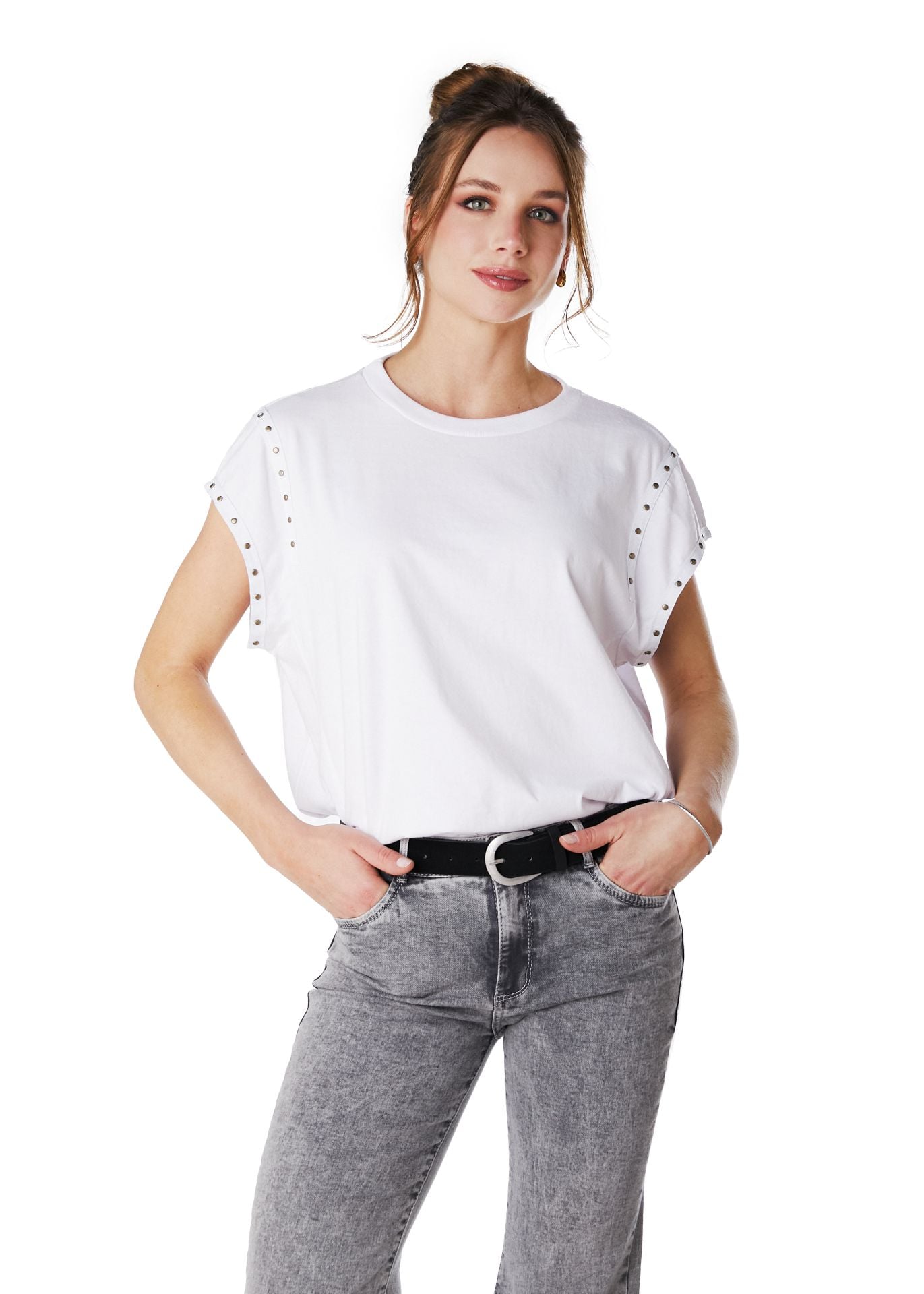 POLERA MERCIER OVERSIZE TACHAS Y ABERTURA ESPALDA BLANCO EFESIS - 1