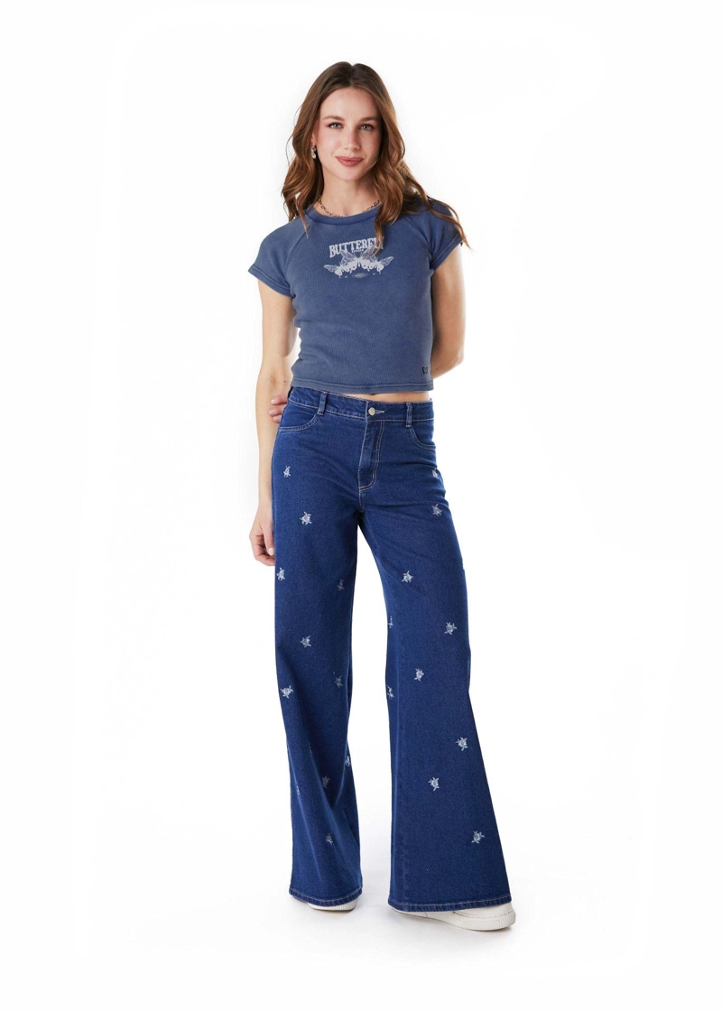 POLERA MILLER BABY TEE ESTAMPADA CELESTE EFESIS - 1