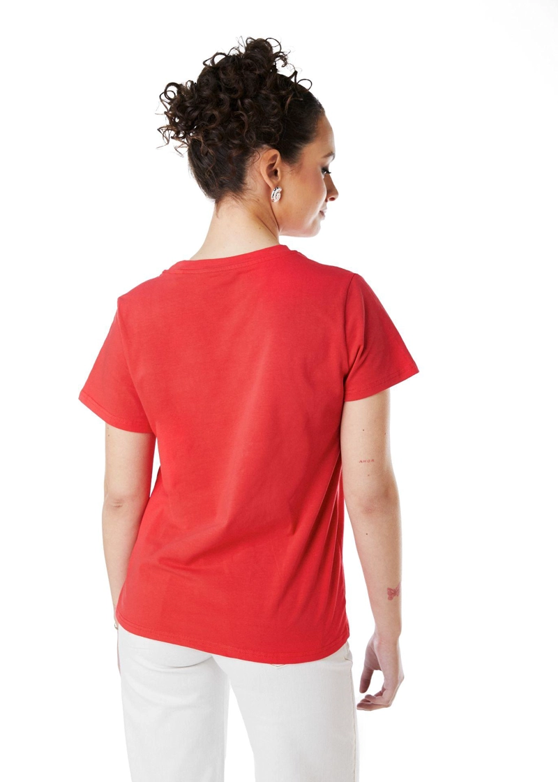POLERA MILA REGULAR ESTAMPADO Y LENTEJUELAS ROJO EFESIS - 5