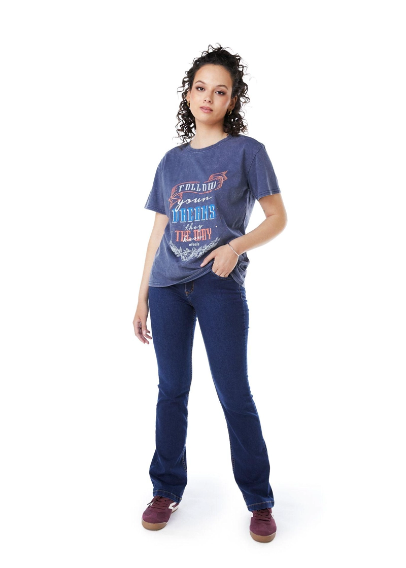 POLERA IKER REGULAR ESTAMPADA AZUL EFESIS - 1