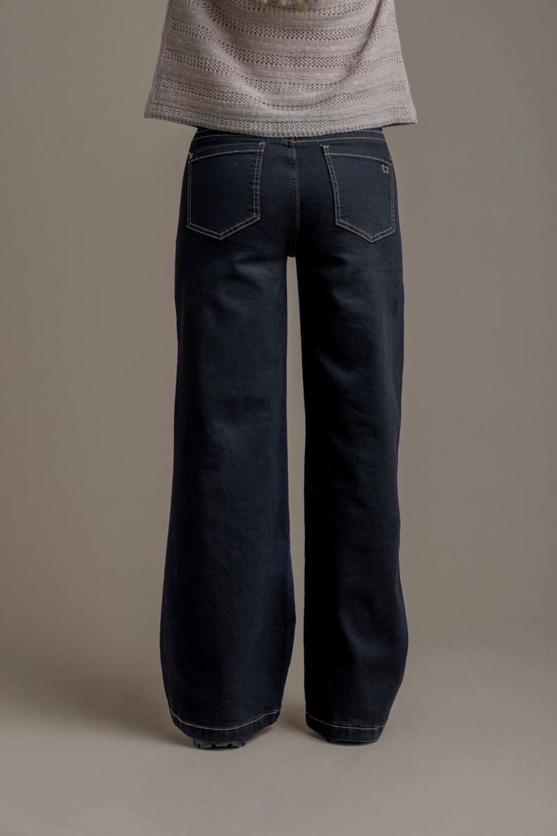 JEANS PIRAGI PALAZZO HILO CONTRATONO Y BOLSILLO INCRUSTADO NEGRO EFESIS - 6