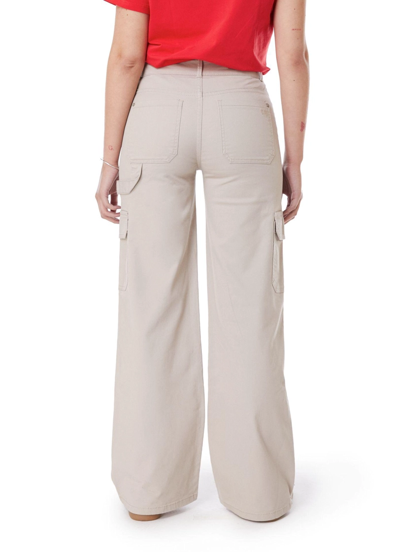 PANTALON NAOS PALAZZO CARGO BEIGE EFESIS - 4