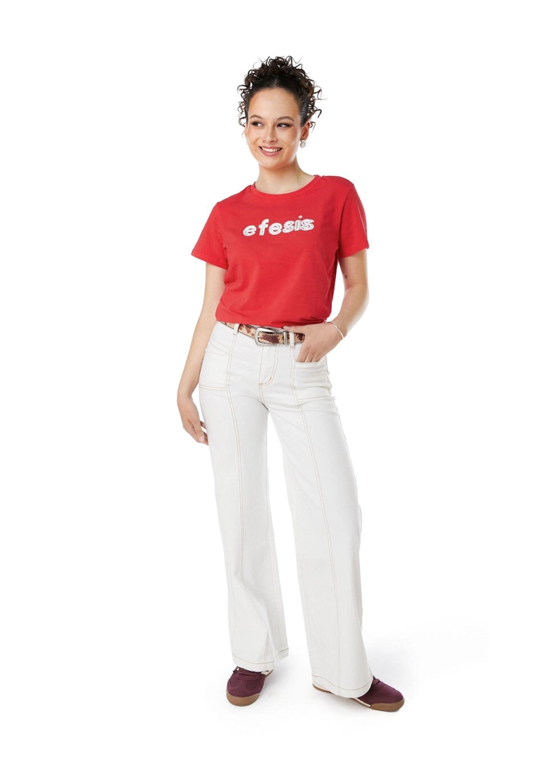 PANTALON PIRAGI PALAZZO HILO CONTRATONO Y BOLSILLO INCRUSTADO BLANCO EFESIS - 1