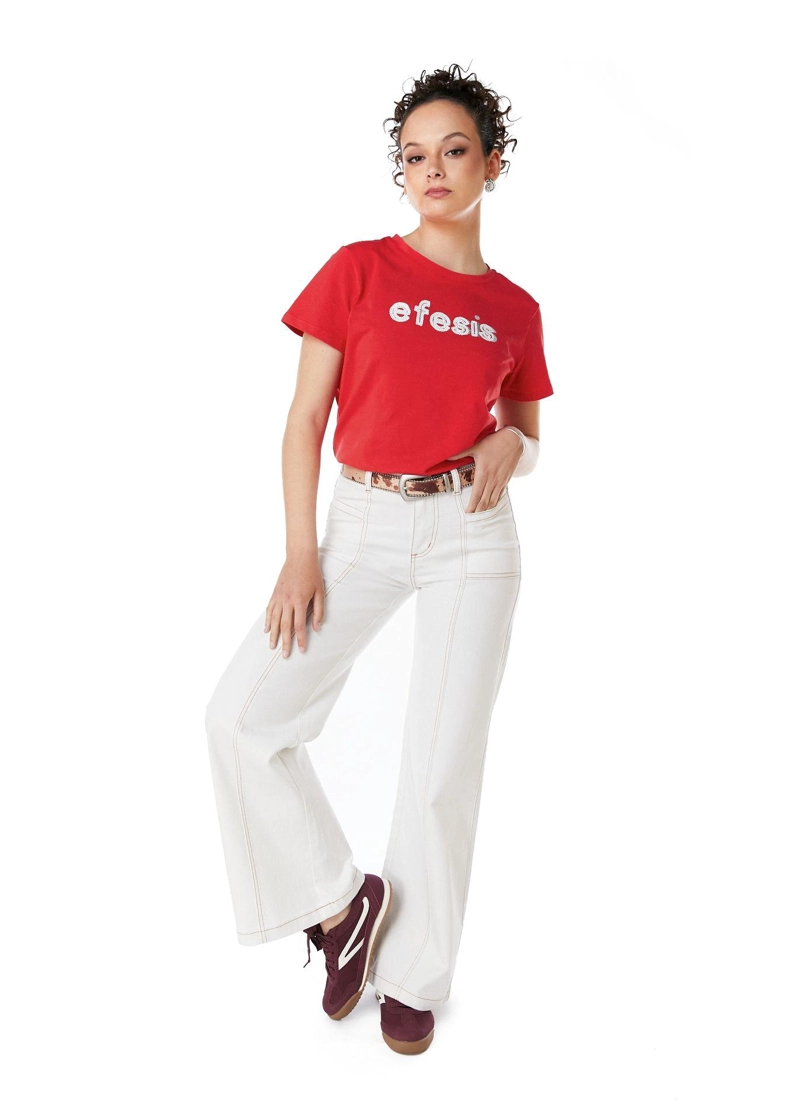 PANTALON PIRAGI PALAZZO HILO CONTRATONO Y BOLSILLO INCRUSTADO BLANCO EFESIS - 2