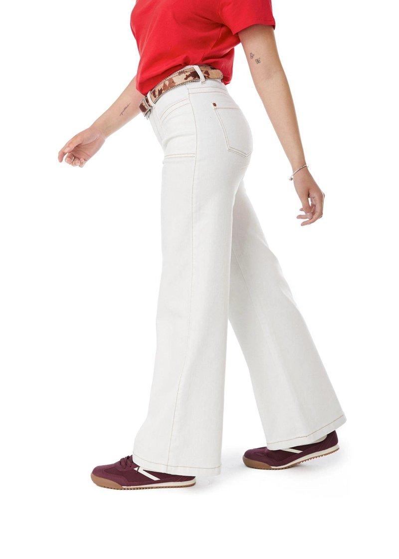 PANTALON PIRAGI PALAZZO HILO CONTRATONO Y BOLSILLO INCRUSTADO BLANCO EFESIS - 3