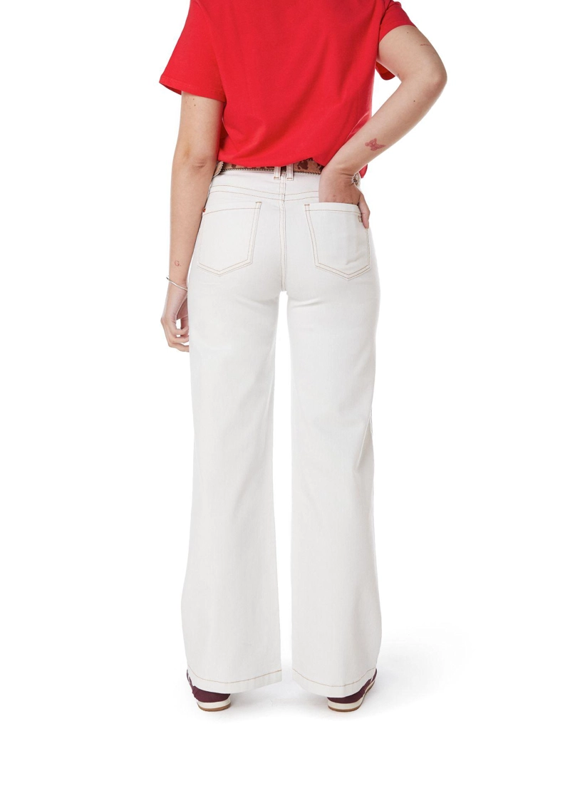 PANTALON PIRAGI PALAZZO HILO CONTRATONO Y BOLSILLO INCRUSTADO BLANCO EFESIS - 4