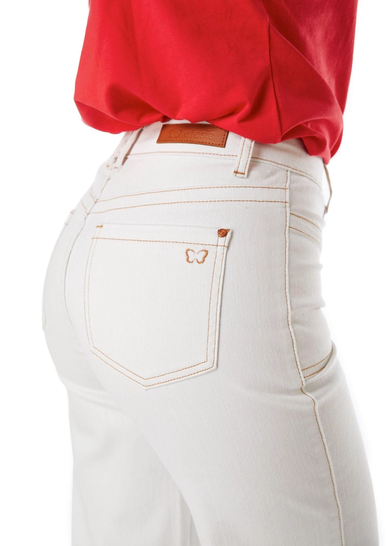 PANTALON PIRAGI PALAZZO HILO CONTRATONO Y BOLSILLO INCRUSTADO BLANCO EFESIS - 5