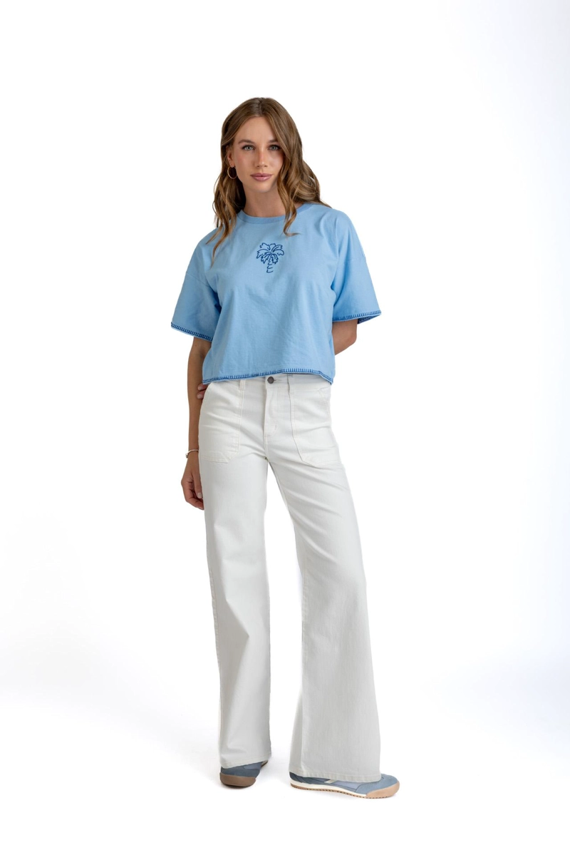 POLERA BIANCHI CROP OVERSIZE C/ BORDADO CELESTE EFESIS - 1