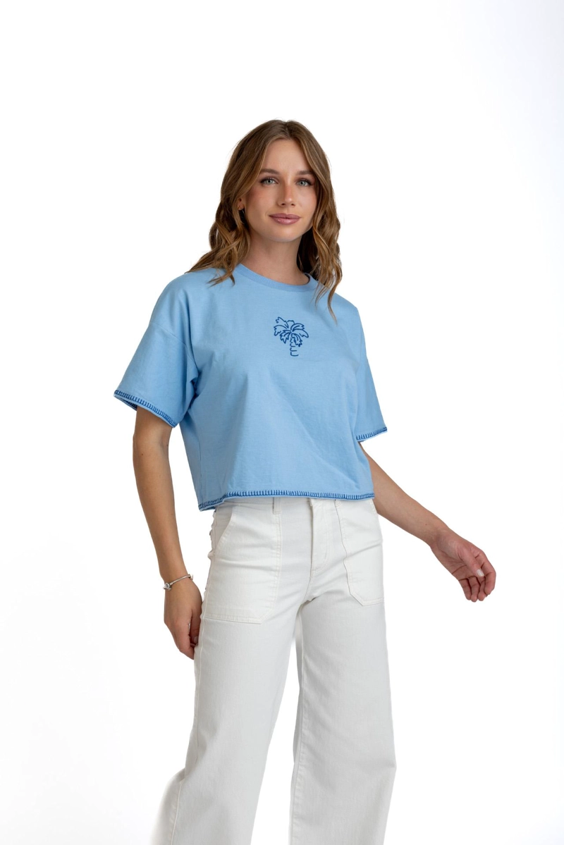POLERA BIANCHI CROP OVERSIZE C/ BORDADO CELESTE EFESIS - 3