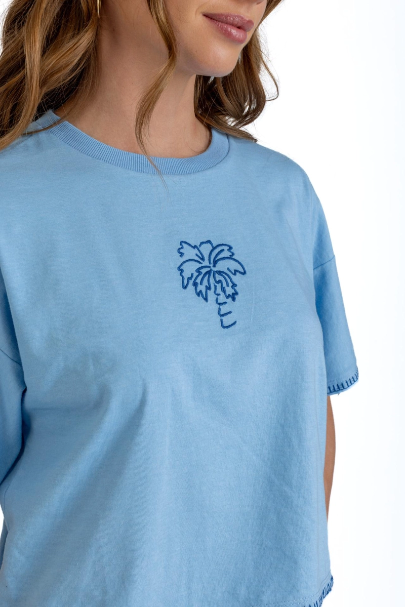POLERA BIANCHI CROP OVERSIZE C/ BORDADO CELESTE EFESIS - 6