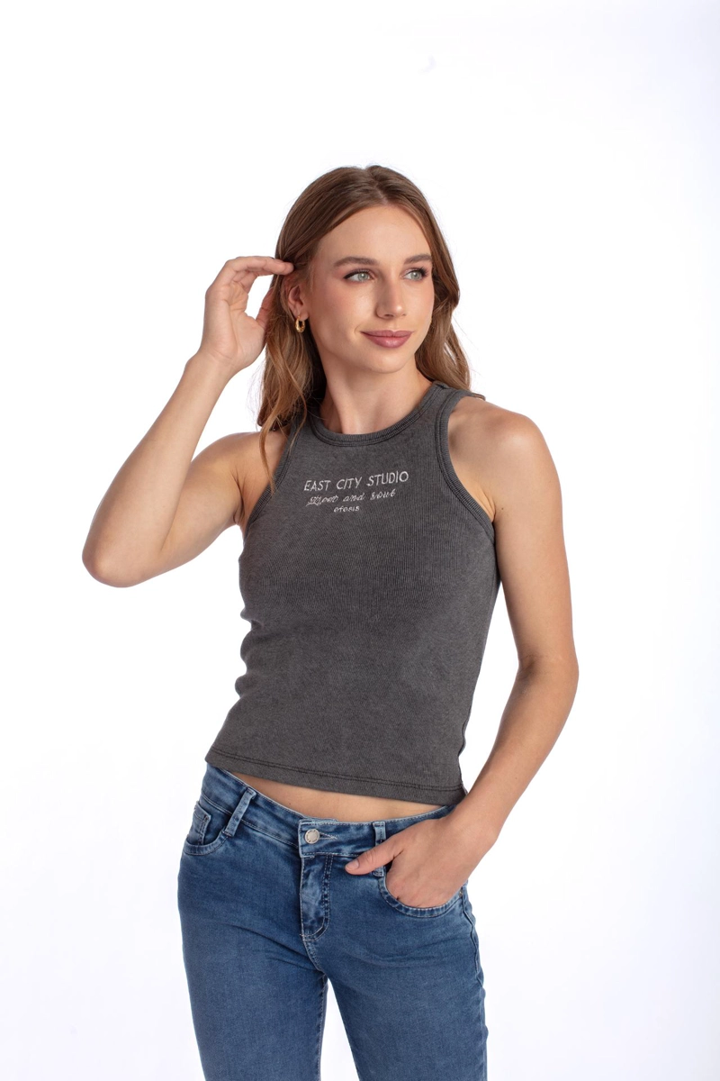 POLERA OLIVIA TANK TOP BORDADO GRAFITO EFESIS - 2