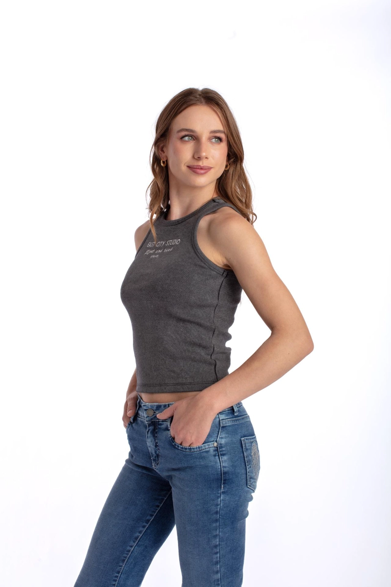 POLERA OLIVIA TANK TOP BORDADO GRAFITO EFESIS - 3