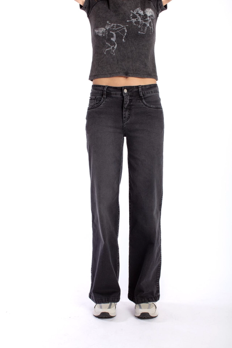 JEANS ANGEL WIDE BORDADO ALAS BOL TRASERO NEGRO EFESIS - 2