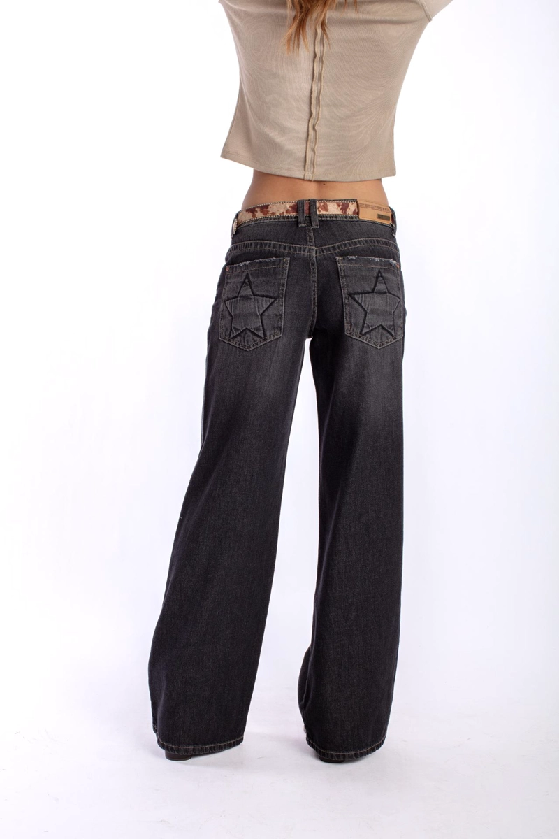 JEANS PUFF WIDE BOLSILLO CON ESTRELLAS NEGRO EFESIS - 4