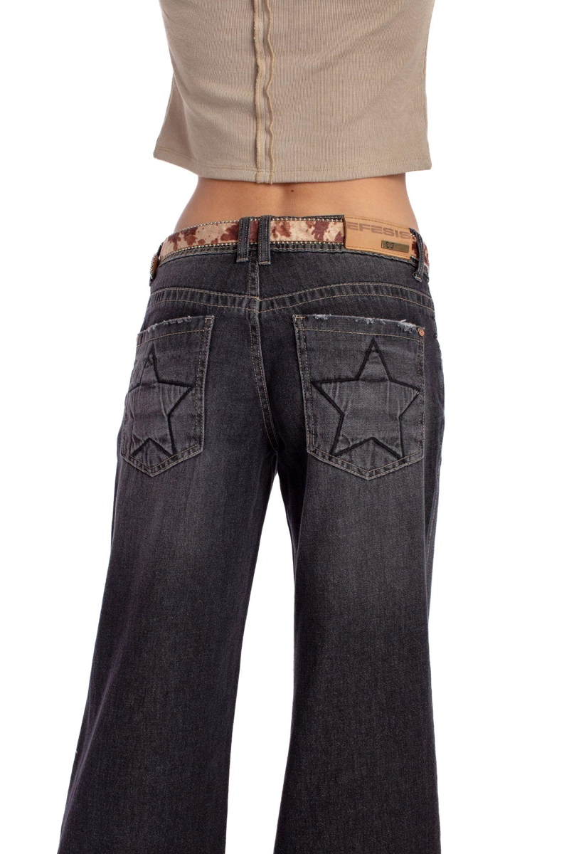 JEANS PUFF WIDE BOLSILLO CON ESTRELLAS NEGRO EFESIS - 5