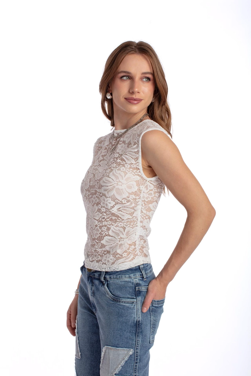 POLERA LACE REGULAR ENCAJE BLANCO EFESIS - 2