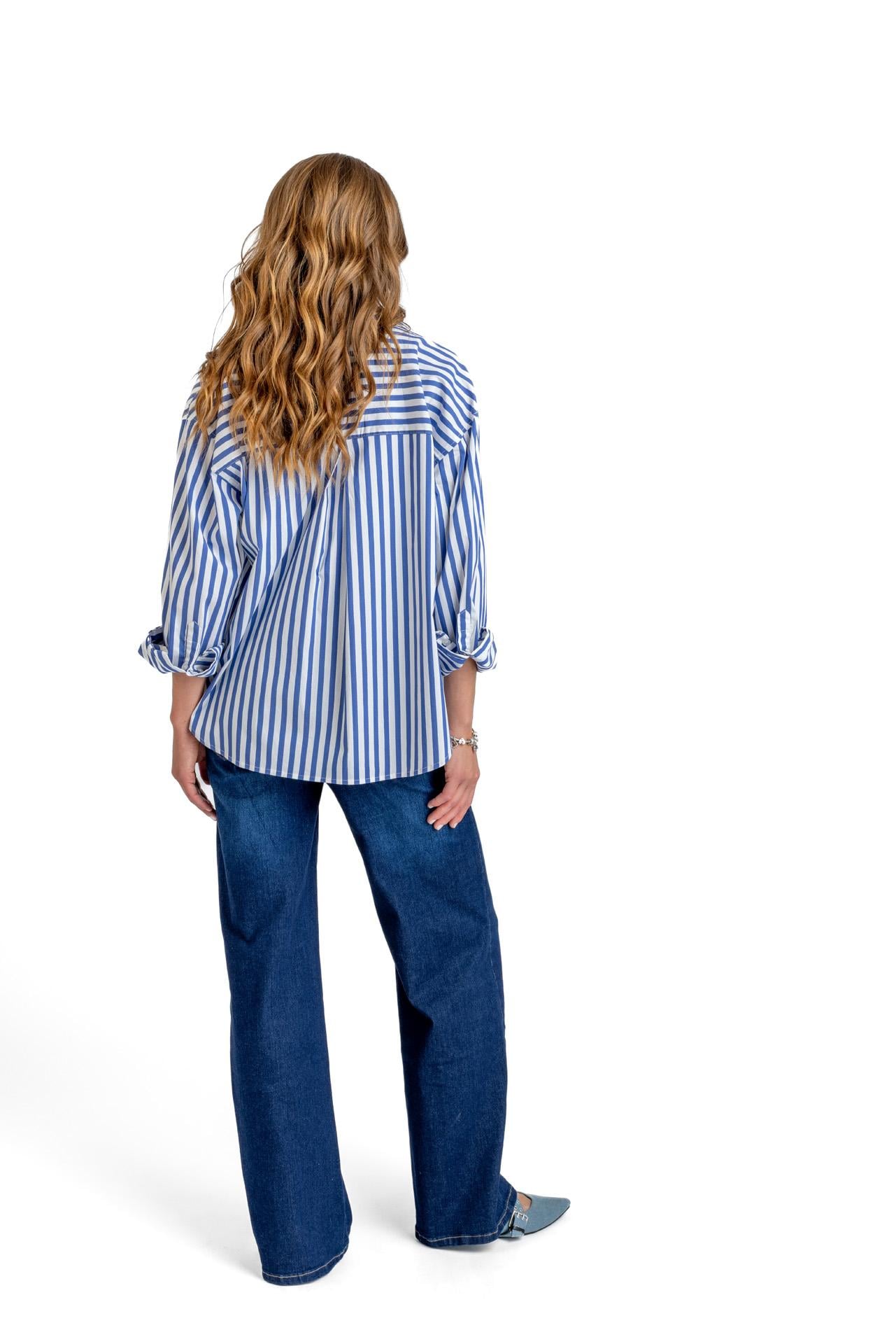 CAMISA STRIPE OVERSIZE LISTADA AZUL EFESIS - 3