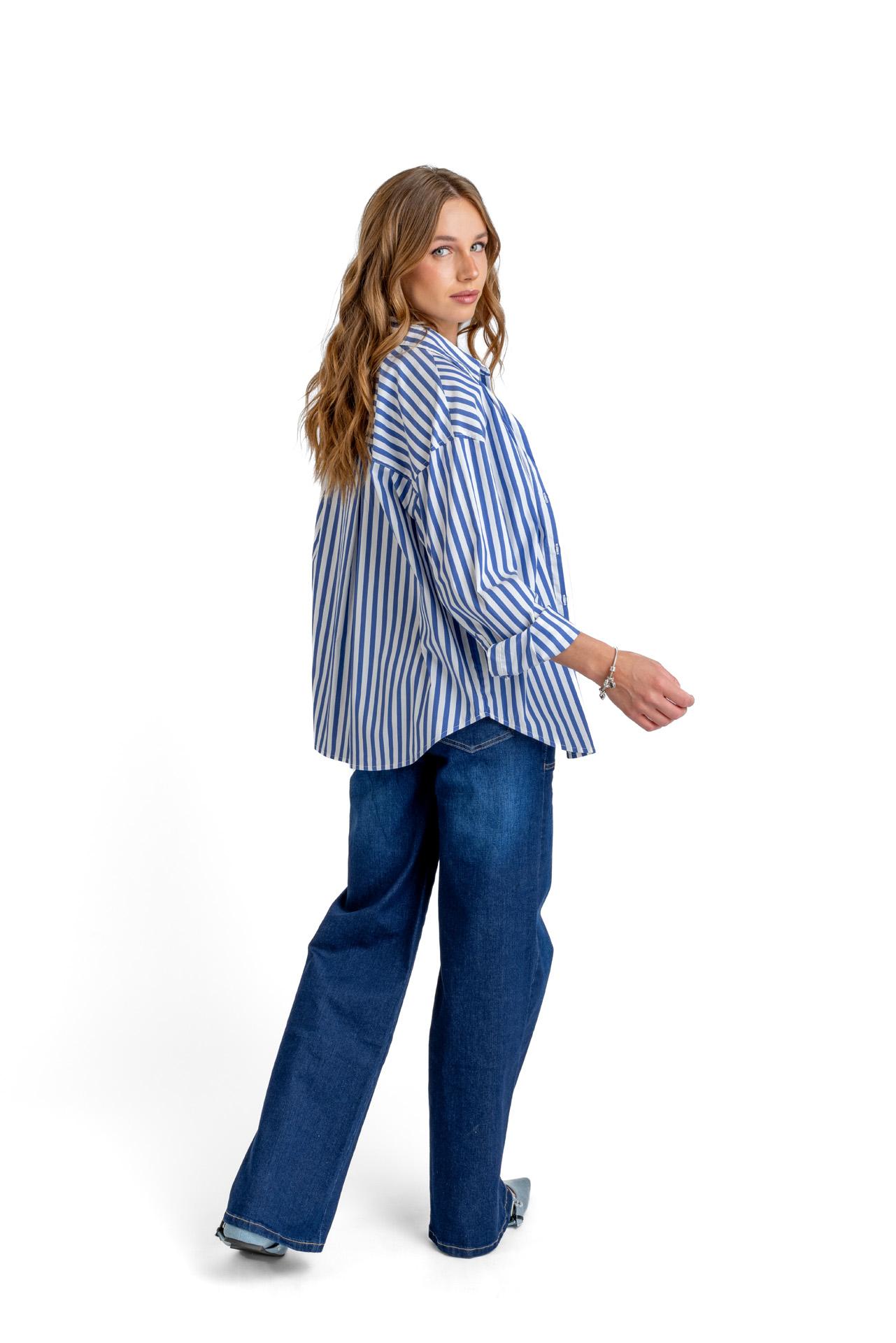 CAMISA STRIPE OVERSIZE LISTADA AZUL EFESIS - 4
