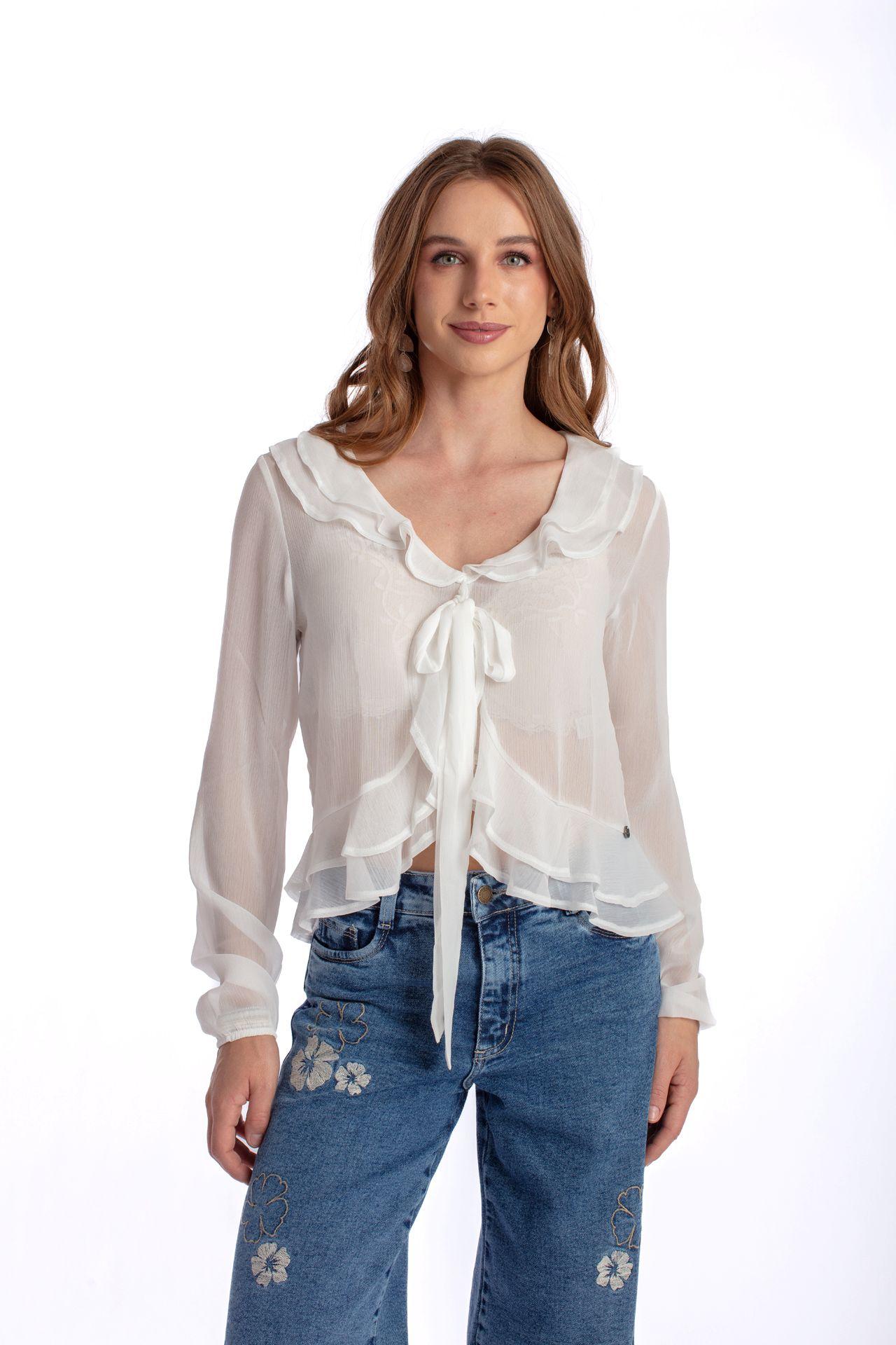 BLUSA SPEARS REGULAR VUELOS DELANTEROS BLANCO EFESIS - 3