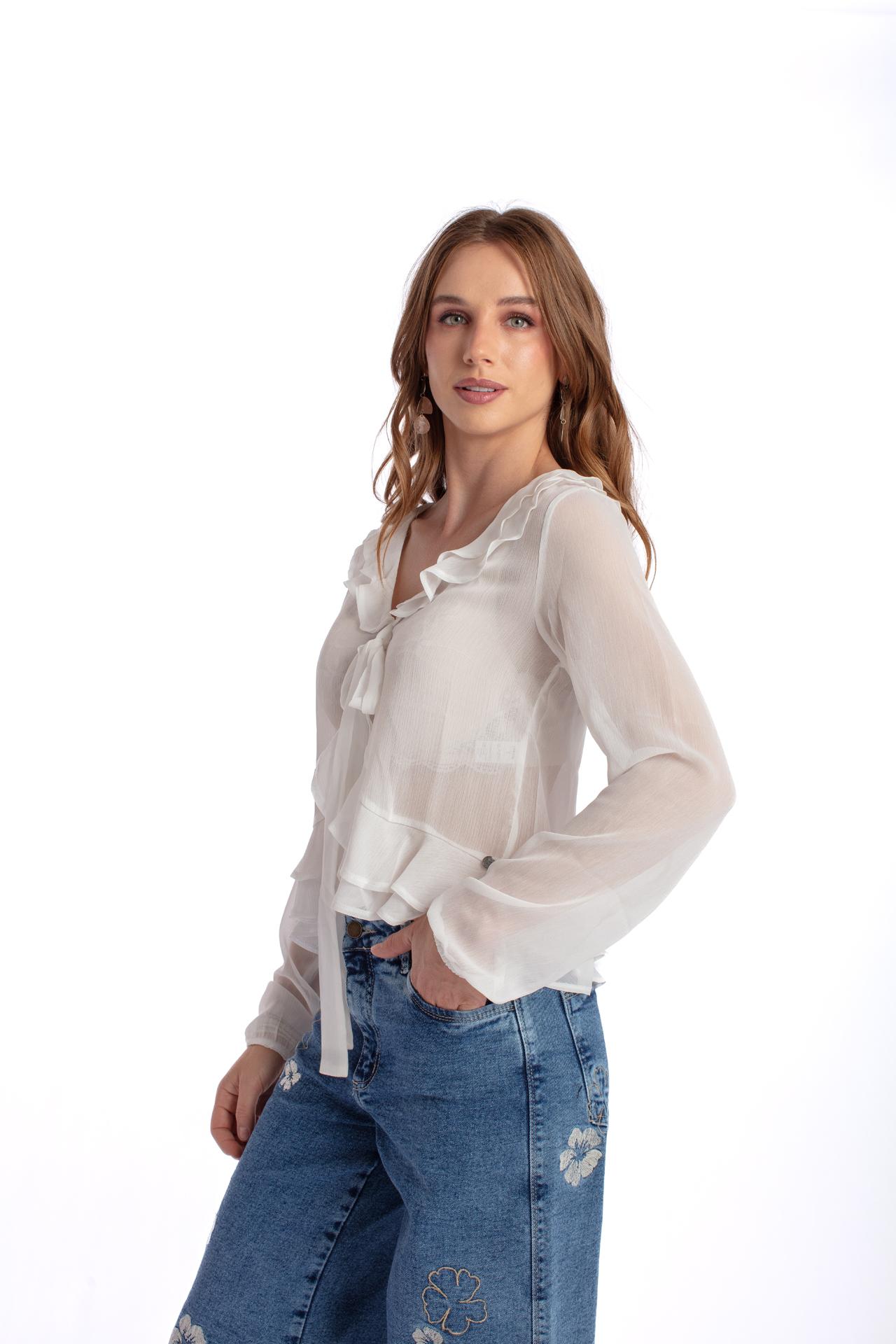 BLUSA SPEARS REGULAR VUELOS DELANTEROS BLANCO EFESIS - 4