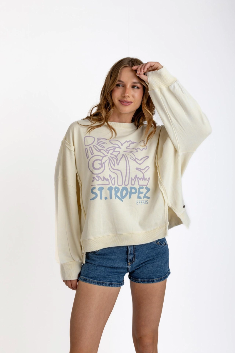POLERON KIOTO OVERSIZE CORTES Y ESTAMPADO CRUDO EFESIS - 2