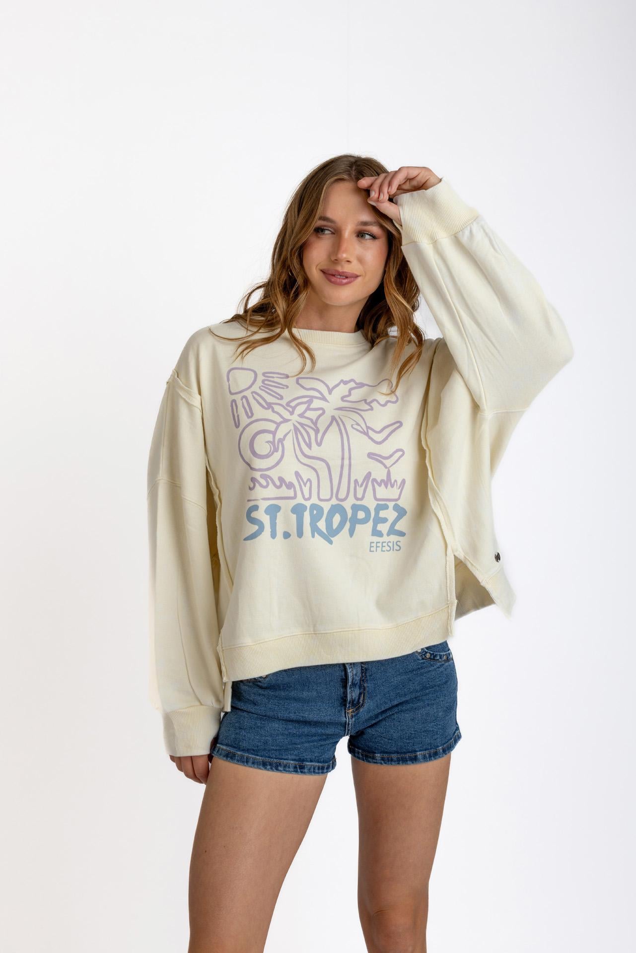 POLERON KIOTO OVERSIZE CORTES Y ESTAMPADO CRUDO EFESIS - 2