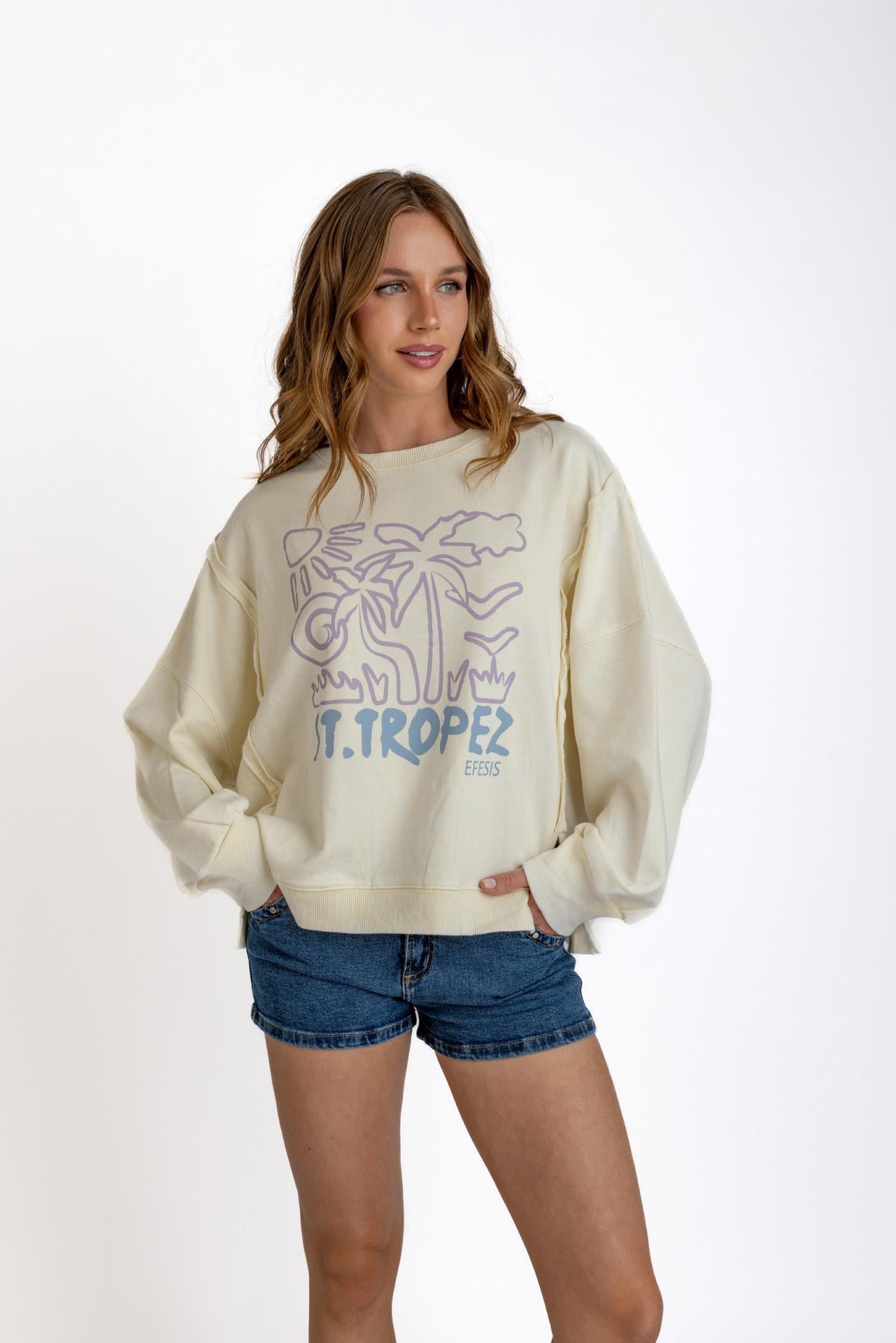 POLERON KIOTO OVERSIZE CORTES Y ESTAMPADO CRUDO EFESIS - 3