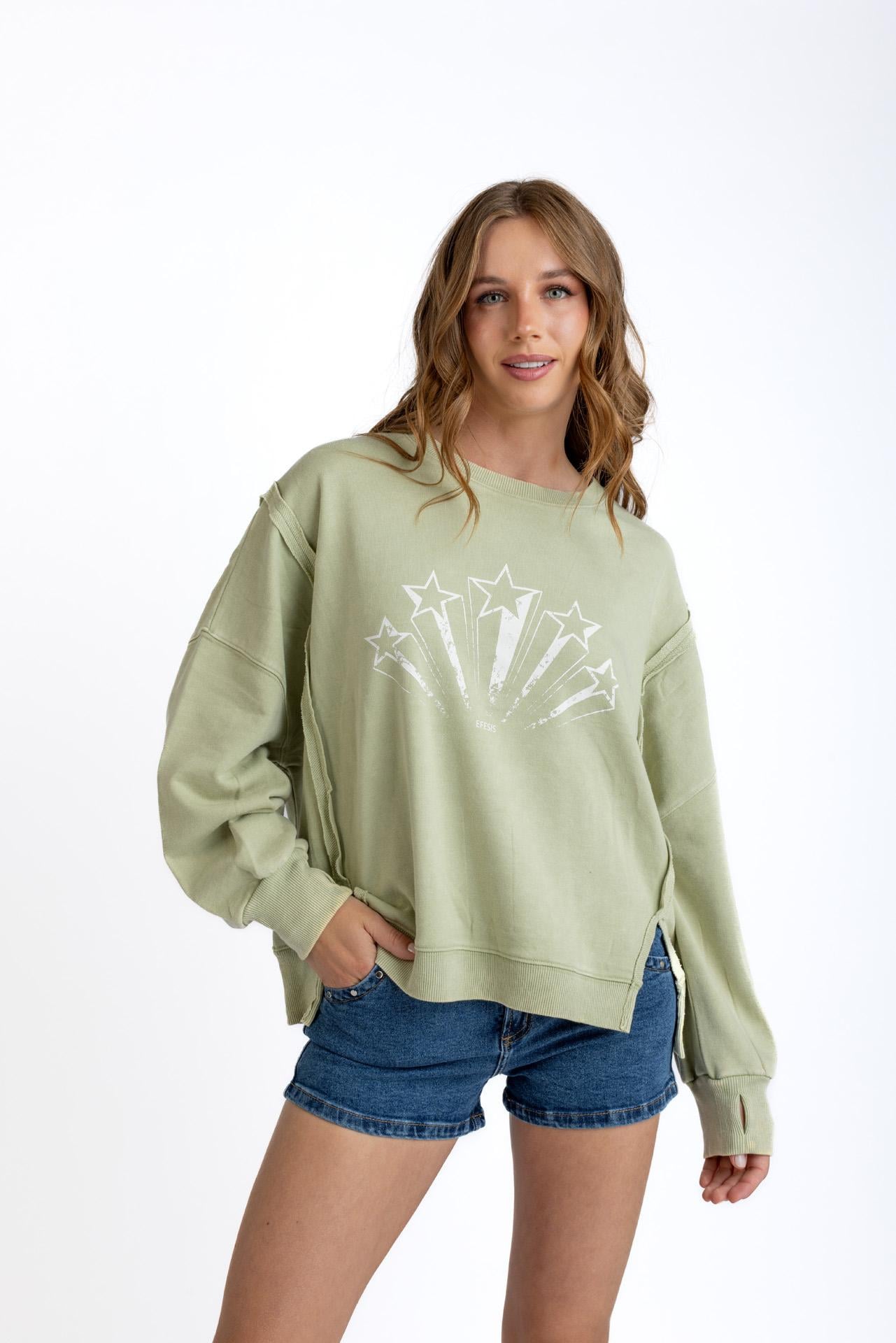 POLERON KIOTO OVERSIZE CORTES Y ESTAMPADO VERDDE EFESIS - 2