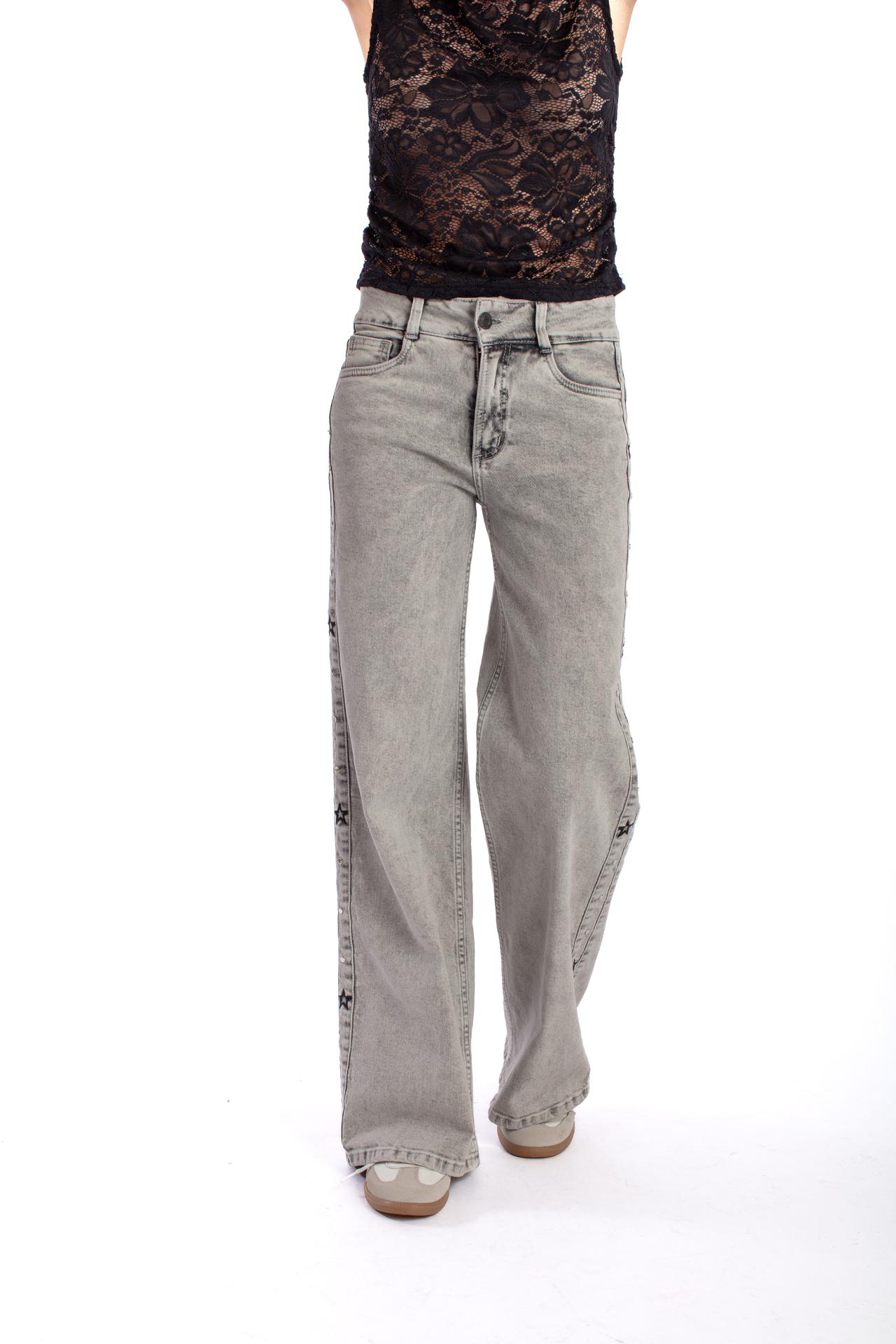 JEANS LULU WIDE PIEZA COSTADO BORDADO GRIS EFESIS - 2