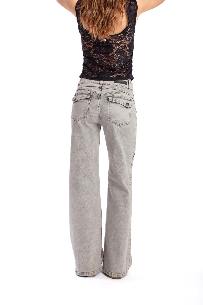 JEANS LULU WIDE PIEZA COSTADO BORDADO GRIS EFESIS - 4
