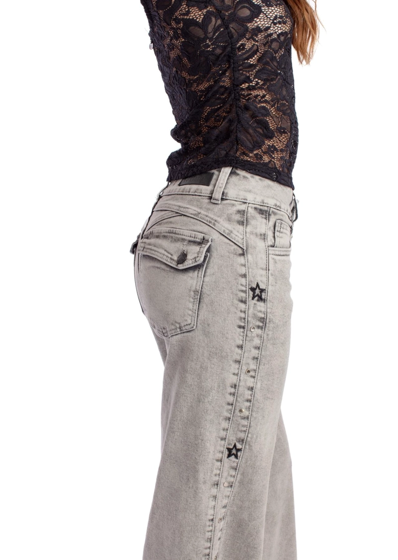 JEANS LULU WIDE PIEZA COSTADO BORDADO GRIS EFESIS - 5