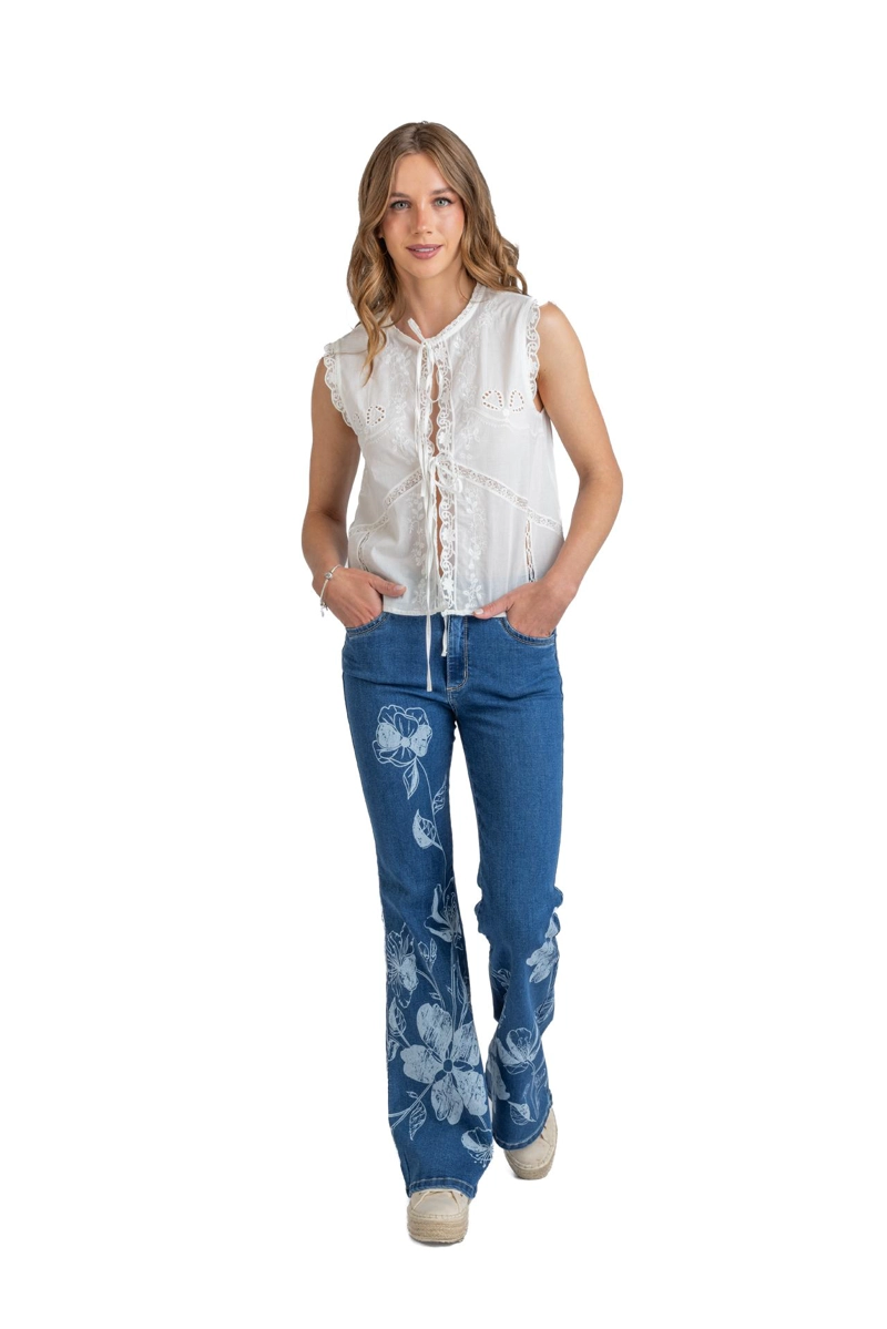 BLUSA LOREIN BRODERIE AMARRAS BLANCO EFESIS - 1