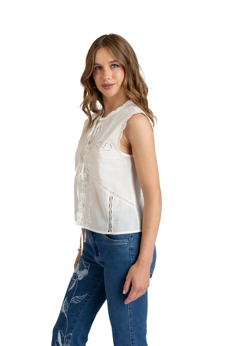 BLUSA LOREIN BRODERIE AMARRAS BLANCO EFESIS - 3
