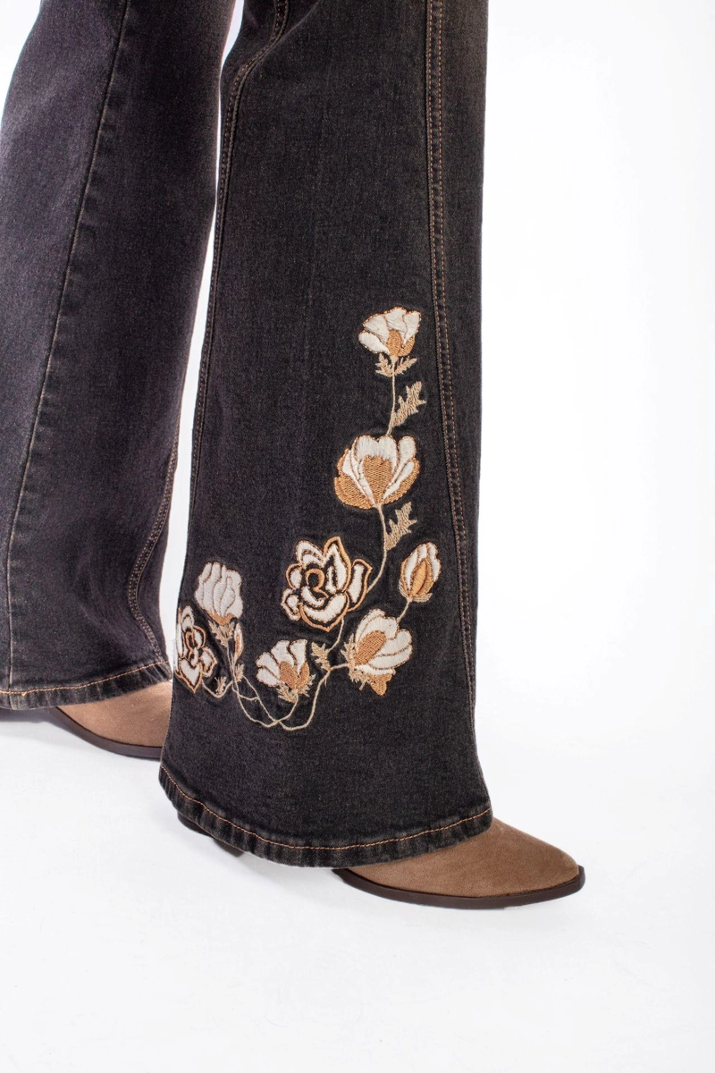 JEANS CURVI FLARE CORTES Y BORDADO EFESIS - 6