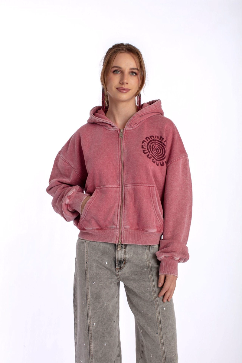 POLERON ZIPER OVERSIZE GRAVILLADO Y ESTAMPADO BURDEO EFESIS - 2