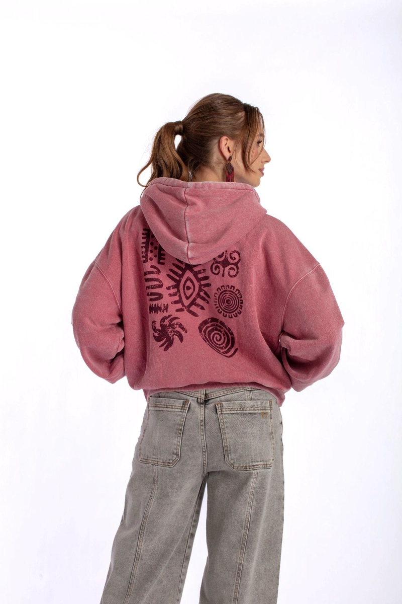 POLERON ZIPER OVERSIZE GRAVILLADO Y ESTAMPADO BURDEO EFESIS - 4