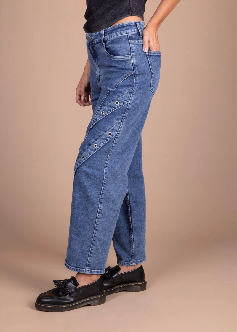 JEANS RIGEL BALLOON ALFORZA CON OJETILLOS AZUL EFESIS - 3