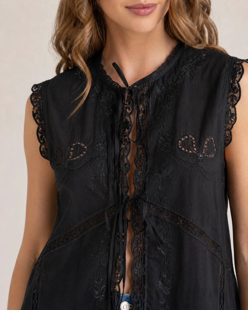 BLUSA LOREIN BRODERIE AMARRAS NEGRO EFESIS - 5