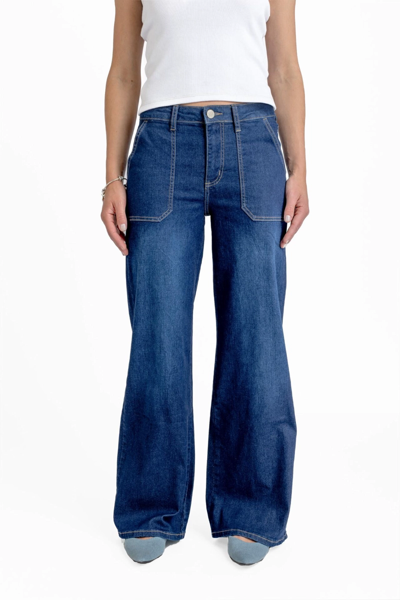 JEANS ZOE PALAZZO BOLSILLO PARCHE AZUL EFESIS - 1