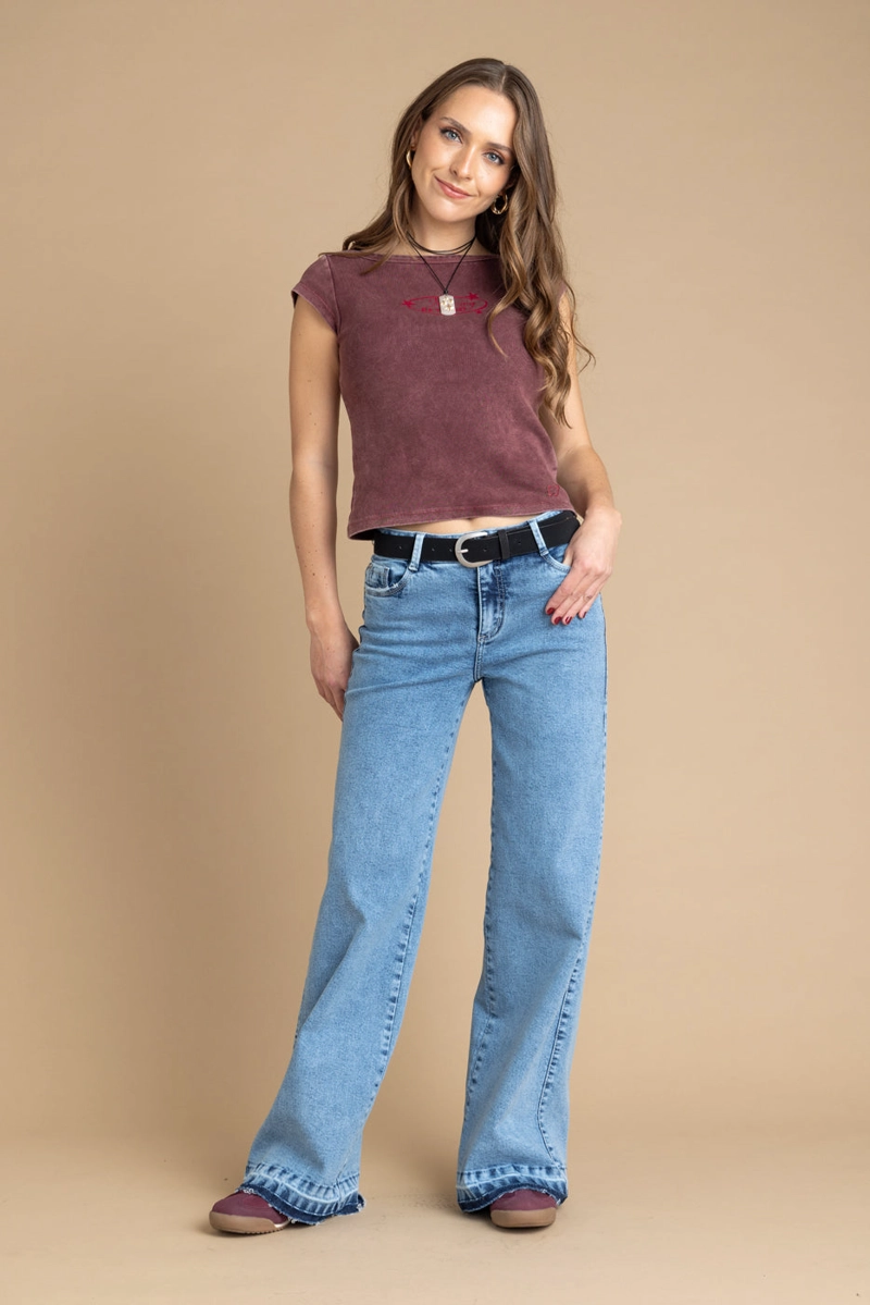 JEANS MIZAR WIDE BASTA DESFLECADA AZUL EFESIS - 1