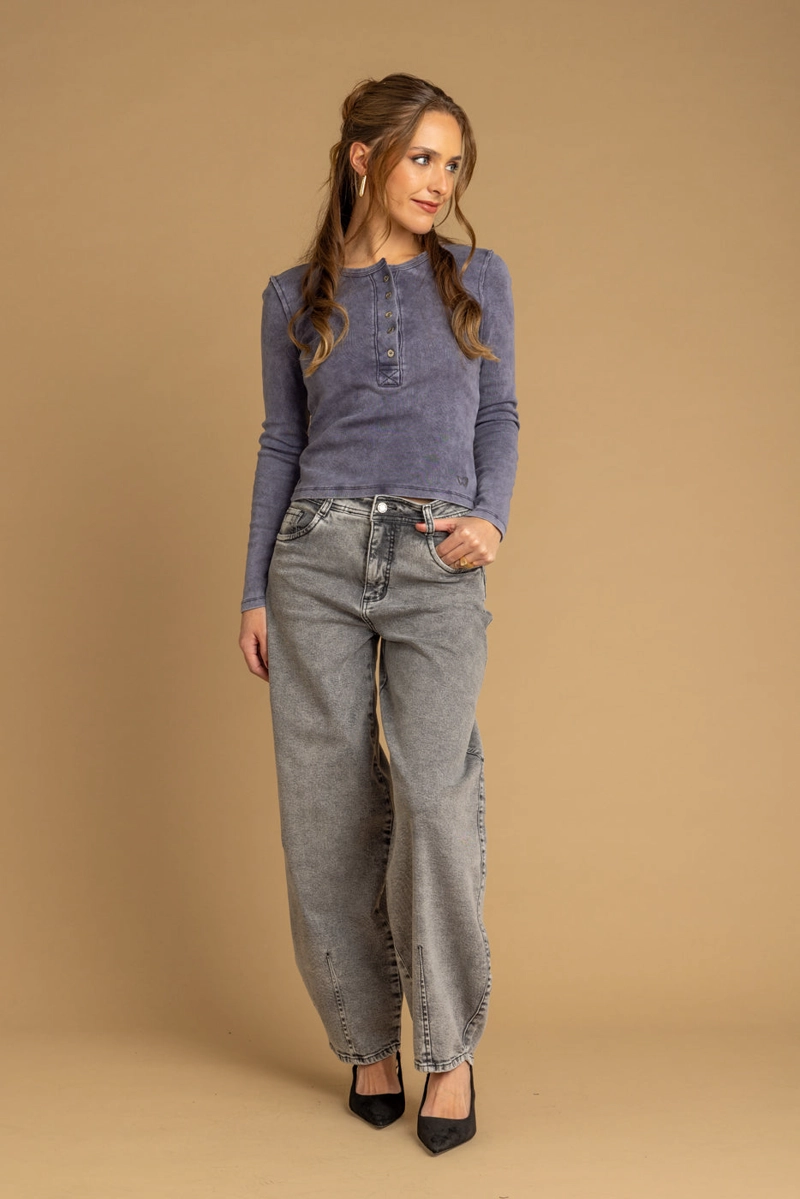 JEANS NAPOLES BALLOON BOLSILLO TRASERO EN FORMA GRIS EFESIS - 1