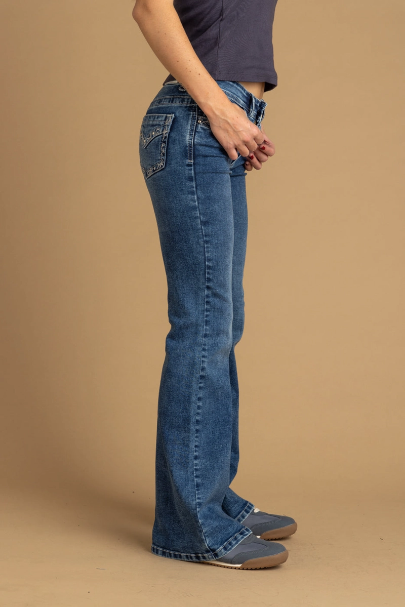 JEANS CALABRIA FLARE BORDADO BOCAS BOLSILLO AZUL EFESIS - 3