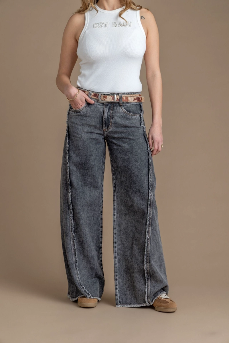 JEANS COCOA PALAZZO CORTE DESFLECADO GRIS EFESIS - 2